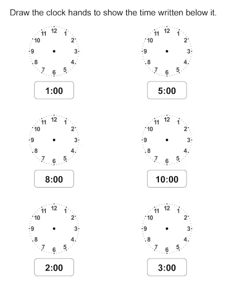 Activity Book for 6-7 Year Olds cover - example page with tell the time task