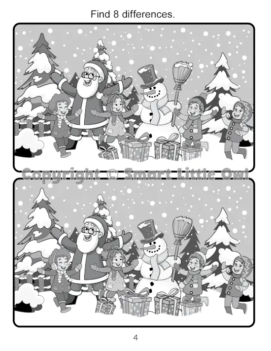 Christmas Activity Book for 7-Year-Olds - example page with spot the difference
