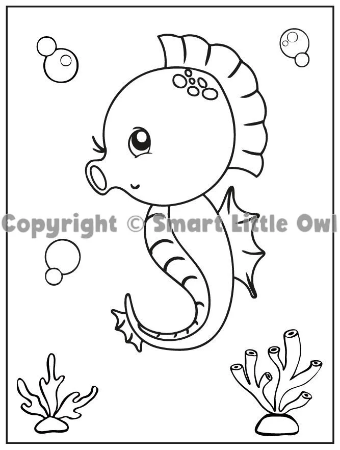 Sea Creatures Colouring Book For Kids Ages 3-5 - Book Cover